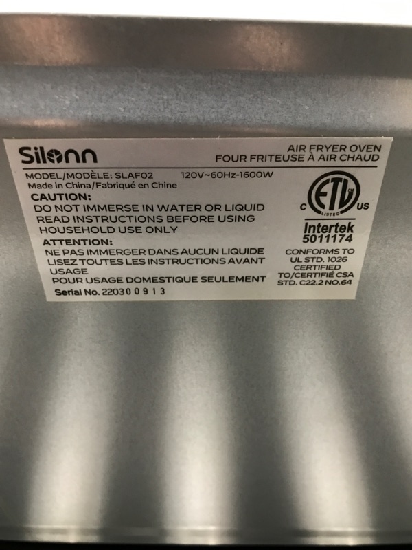 Photo 3 of *NONFUNCTIONAL* Silonn Air Fryer Oven 16QT 21-in-1 Smart Air Fryer Toaster Oven Combo Digital Countertop Natural Convection Roast Bake Dehydrate and Reheat 1600W Stainless Steel, Black, 17.3"L x 14.76"W x 16.34"H