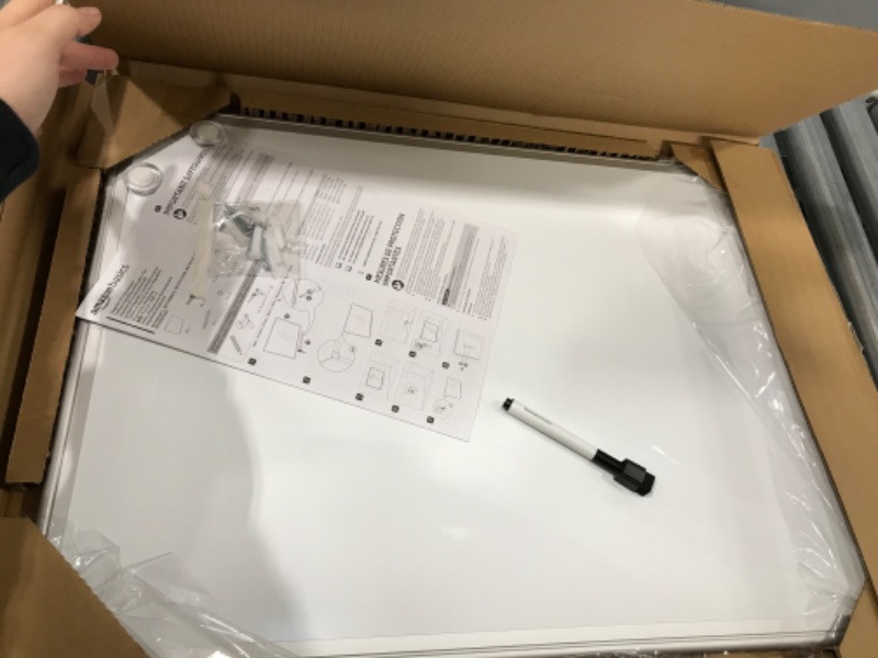 Photo 1 of Amazon Basics Magnetic Dry Erase White Board, 24 x 18-Inch Whiteboard - Silver Aluminium Frame 18"x24" Magnetic, Aluminum Frame