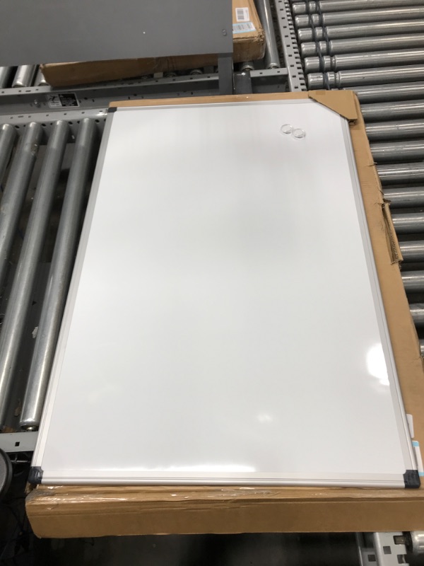 Photo 3 of Amazon Basics Magnetic Dry Erase White Board, 36 x 24-Inch Whiteboard - Silver Aluminum Frame 24" x 36" Magnetic, Aluminum Frame