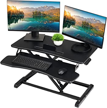 Photo 1 of TechOrbits Desk Converter-37-inch Height Adjustable, MDF Wood, Sit-to-Stand Riser-Black, 37"
