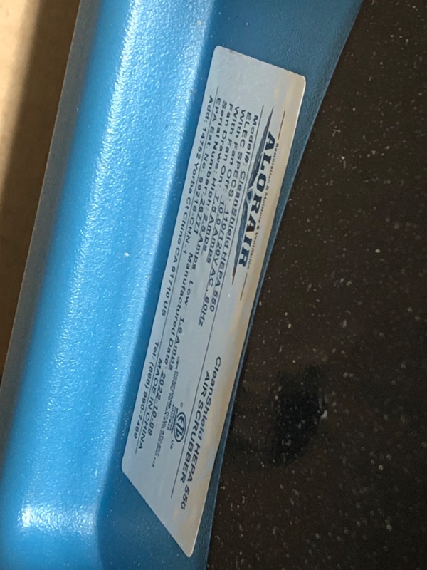 Photo 2 of *Could not Test or Assemble, Unknown if Fully Functional* ALORAIR Air Scrubber with 3 Stage Filtration, Stackable Negative Air Machine for Industrial and Commercial Use, Heavy Duty Air Cleaner with MERV-10 Filter, HEPA/Activated carbon Filter, Blue