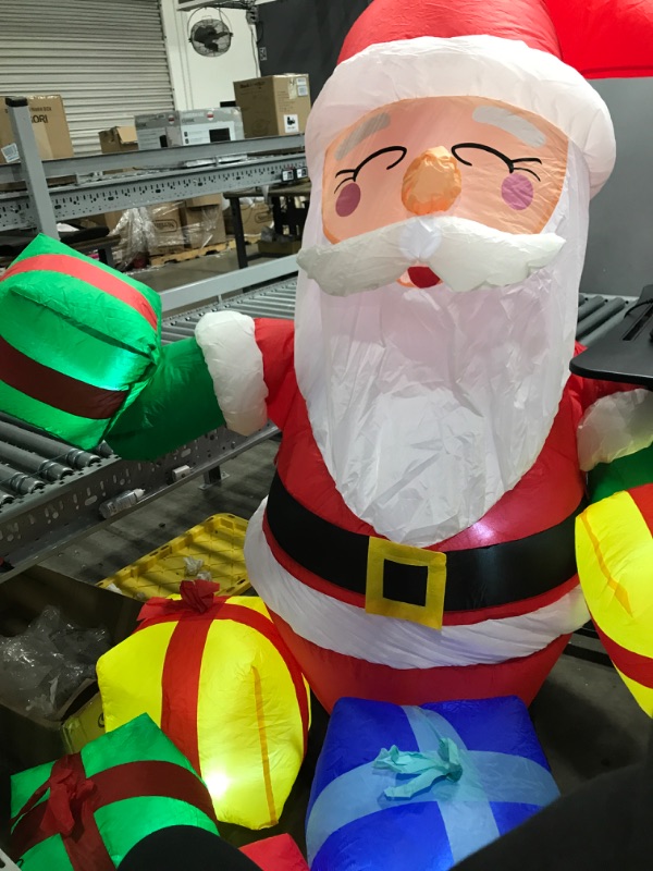 Photo 2 of *** TESTED*** INFLATES*** GOOSH 6.1 FT Height Christmas Inflatables Outdoor Smiling Santa Claus with Present Boxes, Blow Up Yard Decoration Clearance with LED Lights Built-in for Holiday/Christmas/Party/Yard/Garden