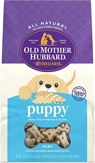 Photo 1 of ** EXPIRES 10FEB2023** Old Mother Hubbard by Wellness Classic Natural Puppy Treats, Crunchy Oven-Baked Biscuits, Ideal for Training, Mini Size Dog Treats, 20 ounce bag
SET OF 6 BAGS 