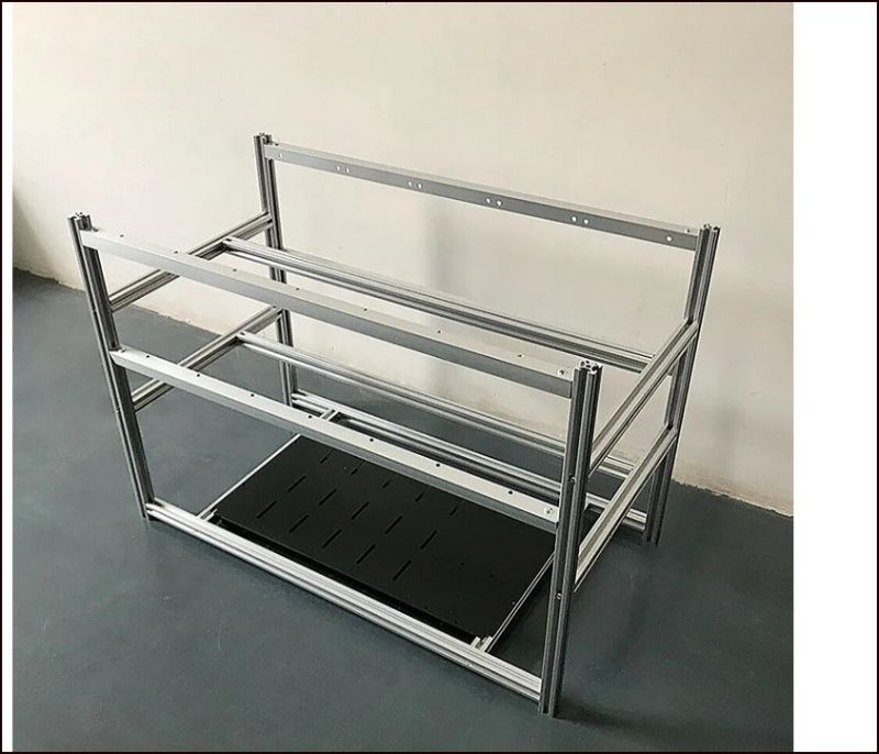 Photo 1 of 14 GPU Mining Rig Frame Aluminum Stackable Open Air Mining Computer Frame Rig insulation multi-function Case Ethereum(Silver)