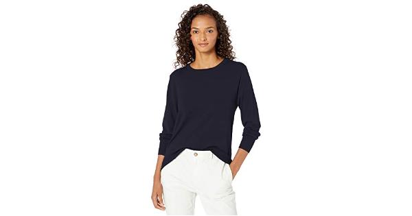 Photo 1 of Brand - Daily Ritual Women's Fine Gauge Stretch Crewneck Pullover Sweater, Navy, X-Large
