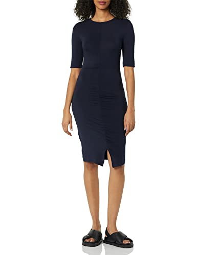 Photo 1 of Daily Ritual Women's Jersey Ruched Front Half-Sleeve Dress, Navy, X-Large
