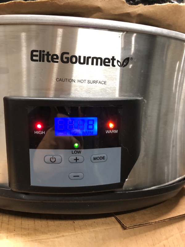 Photo 3 of *SEVERLY DAMAGED/ PARTS ONLY**- Elite Gourmet MST-900D Digital Programmable Slow Cooker, Oval Adjustable Temp, Entrees, Sauces, Stews & Dips, Dishwasher Safe Glass Lid & Crock (8.5 Quart, Stainless Steel) 8.5 Quart Stainless Steel