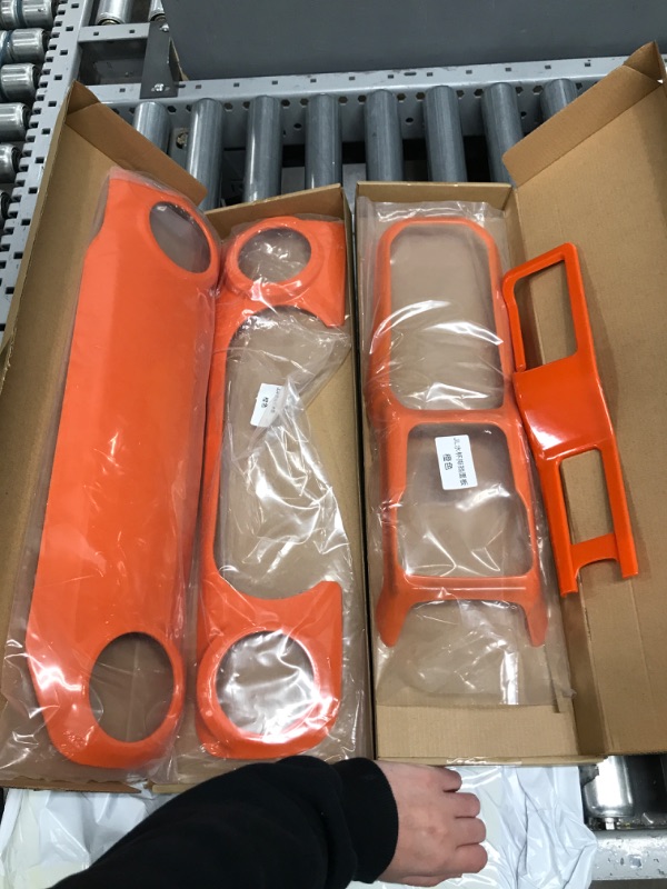 Photo 1 of ABS Center Console Gear Shift 4WD Panel & Dashboard & Cup Holder Trim 4PCS Cover Trim Interior Accessories for 2018-2021 Jeep Wrangler JL JLU & Gladiator JT (Orange)