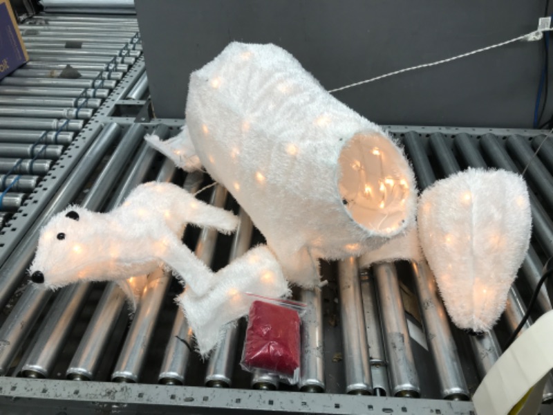 Photo 2 of (Tested) 2 Packs 3D Plush Polar Bears 80 LED Warm White Yard Lights for Christmas Outdoor Yard Garden Decorations, Christmas Event Decoration, Christmas Eve Night Decor
