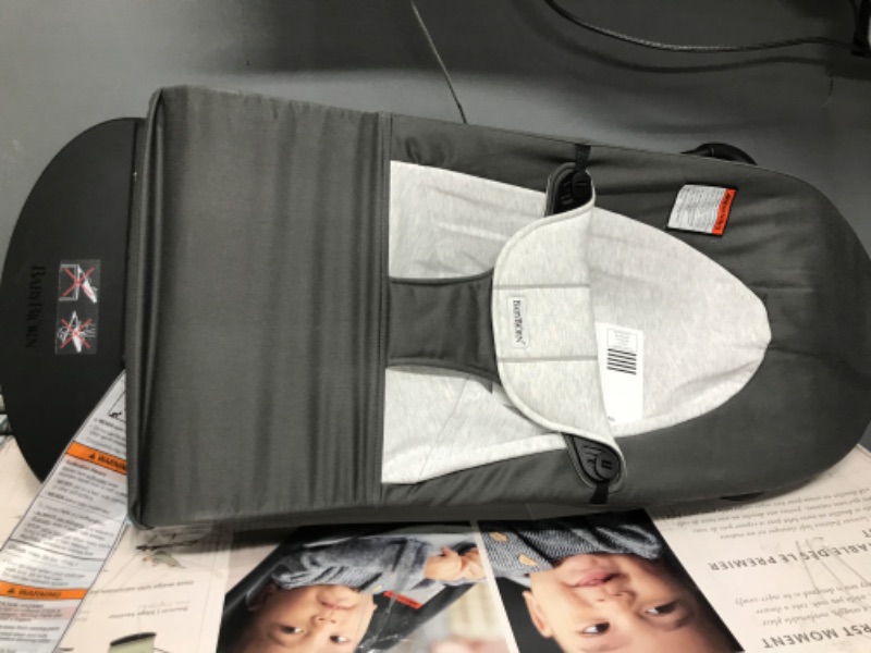 Photo 1 of BabyBjörn Bouncer Balance Soft, Cotton/Jersey, Dark Gray/Gray (005084US) Cotton/Jersey Dark Gray/Gray  
