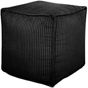 Photo 1 of *DIFFERENT COLOR THAN STOCK PHOTO* Louis Donné Pouf Ottoman Foot Rest, Pouf Ottoman Cover, 17.7" Color Black Square Boho Pouf Ottoman with Storage for Living Room Indoor and Outdoor, for Women Man Corduroy Square Black