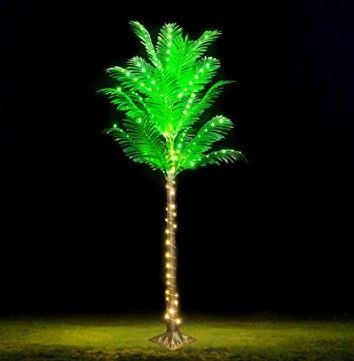 Photo 1 of 6FT 141 LED Lighted Palm Trees for Outside Patio, Artificial Palm Trees Lights for Outdoors, Light Up Tropical Palm Tree Indoor for Pool Beach Yard Summer Party Home Hawaiian Tiki Bar Decorations
