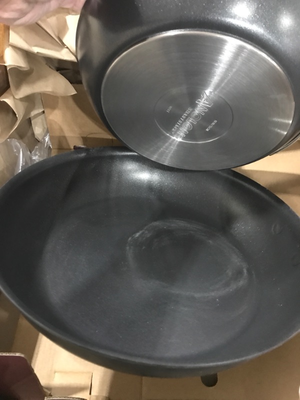 Photo 1 of Anolon Smart Stack Hard Anodized Nonstick Frying Pan Set / Fry Pan Set / Hard Anodized Skillet Set - 10 Inch and 12 Inch, Black