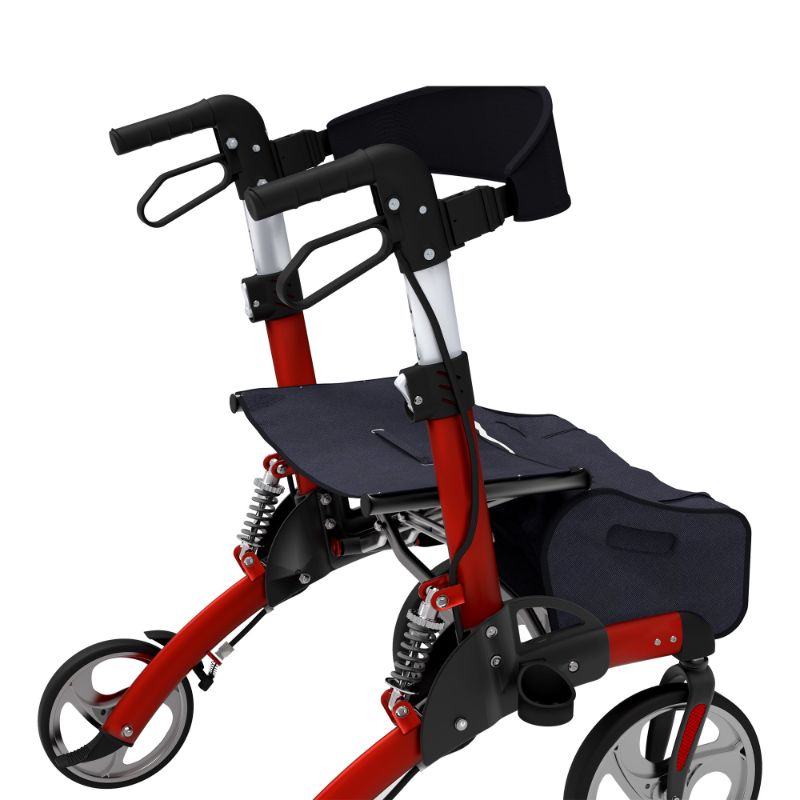 Photo 1 of Maidesite 4 Wheel Rollator Walker with Seat for Seniors Adult, Bariatric Rolling Walker 300 lbs Capacity, Folding Heavy Duty Rollator Walker Mobility Walking Aid with Locking Brakes Backrest, Red
