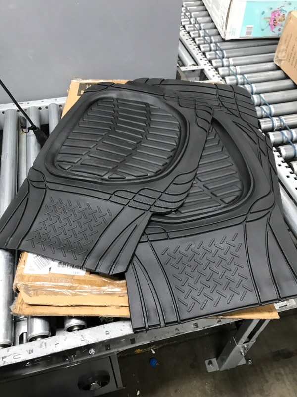 Photo 2 of Motor Trend 923-BK Black FlexTough Contour Liners-Deep Dish Heavy Duty Rubber Floor Mats for Car SUV Truck & Van-All Weather Protection Trim to Fit Most Vehicles Black Full Set