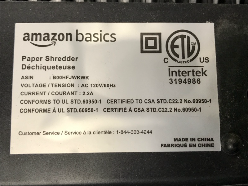 Photo 3 of Amazon Basics 6-Sheet Cross-Cut Paper and Credit Card Home Office Shredder 6 Sheet Shredder