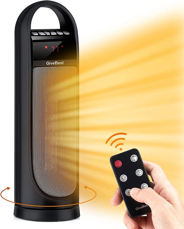 Photo 1 of GiveBest Tower Space Heater, Portable Ceramic Heater 1500W/900W with Remote Control, Timer, Thermostat, Overheat & Tip-Over Protection, Rotating...
