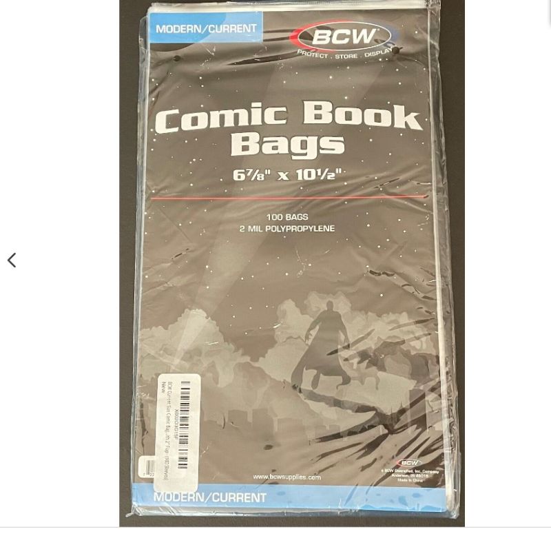 Photo 1 of (100) BCW 6 7/8" x 10 1/2" Comic Book Storage Bags - Current Modern Age
