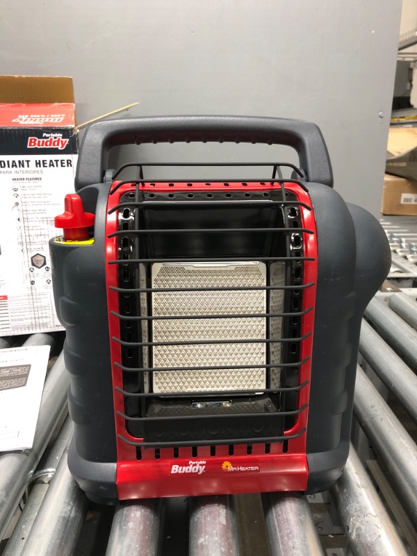 Photo 2 of (No Propane) Mr. Heater F232000 MH9BX Buddy 4,000-9,000-BTU Indoor-Safe Portable Propane Radiant Heater, Red-Black Red Heater