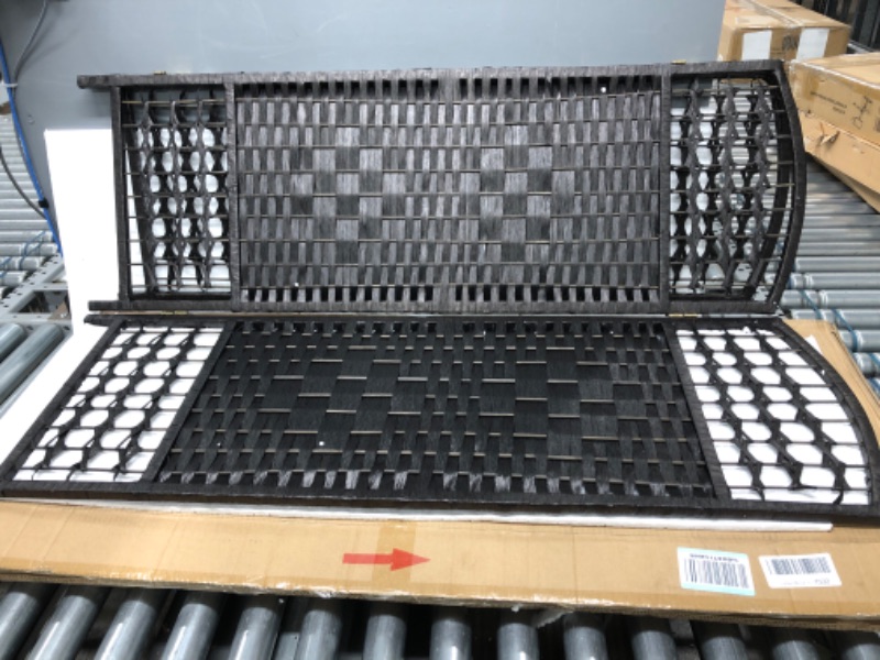 Photo 1 of 4 ft. Short Fiber Weave Folding Screen - Black - 3 Panels