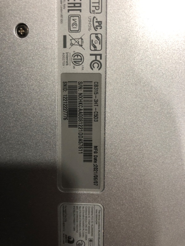 Photo 3 of PARTS ONLY!!!!! BROKEN SCREEN!!!! Acer 15.6-inch Chromebook, Full HD IPS Touchscreen Display, Intel Celeron N4020, 4GB LPDDR4, 64GB eMMC, Gigabit WiFi, Bluetooth 5.0, Chrome OS, CB315-3HT-C5D3