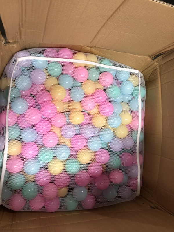 Photo 2 of Amazon Basics BPA Free Crush-Proof Plastic Ball Pit Balls with Storage Bag, Toddlers Kids 12+ Months, 6 Pastel Colors - Pack of 1000 6 Pastel Colors 1,000 Balls