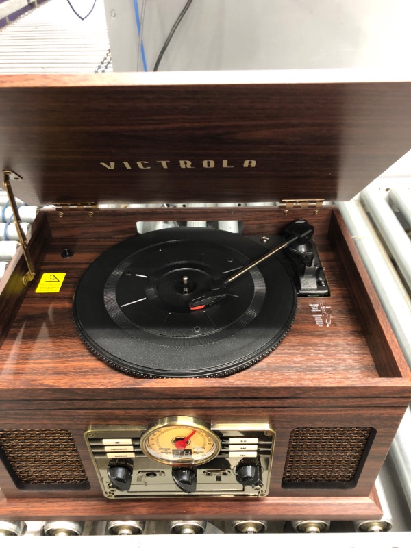 Photo 2 of Victrola Nostalgic 6-in-1 Bluetooth Record Player & Multimedia Center with Built-in Speakers - 3-Speed Turntable, CD & Cassette Player, AM/FM Radio | Wireless Music Streaming | Espresso Espresso Entertainment Center