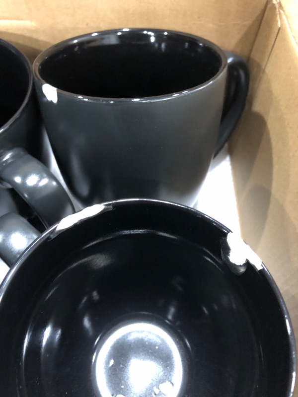 Photo 3 of 2 mugs are damaged 
AmorArc 16oz Coffee Mugs Set of 6, Large Ceramic Coffee Mugs for Men Women Dad Mom, Modern Coffee Mugs Set with handle for Tea/Latte/Cappuccino/Milk/Cocoa. Dishwasher&Microwave Safe, Matte Black