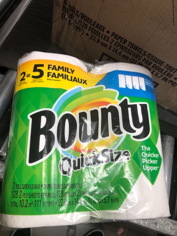 Photo 2 of Bounty Quick-Size Paper Towels, White, 12 Family Rolls = 30 Regular Rolls
(Missing 1 pack) (10 Rolls total)