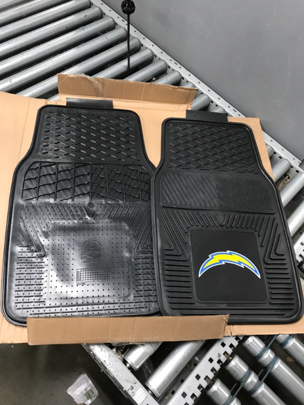 Photo 2 of FANMATS 8933 Los Angeles Chargers 2-Piece Heavy Duty Vinyl Car Mat Set, Front Row Floor Mats, All Weather Protection, Universal Fit, Deep Resevoir Design