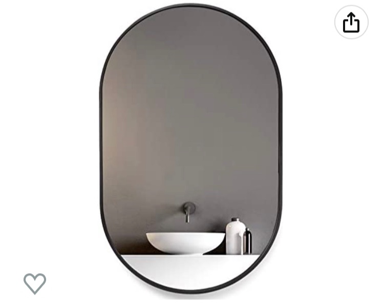 Photo 1 of *GOOD CONDITION* HOWOFURN Oval Wall Mirror, 24x36 Oval Black Bathroom Mirrors, Wall Mounted Mirror, Oval Vanity Mirror Metal Frame, Vertical & Horizontal Hang, Ideal for Bathroom, Bedroom, Living Room, Entryway