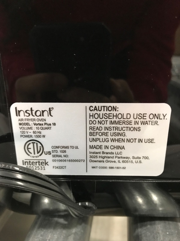 Photo 5 of Instant Vortex Plus 10-Quart Air Fryer, From the Makers of Instant Pot, 7-in-10 Functions, with EvenCrisp Technology, App with over 100 Recipes, Stainless Steel
