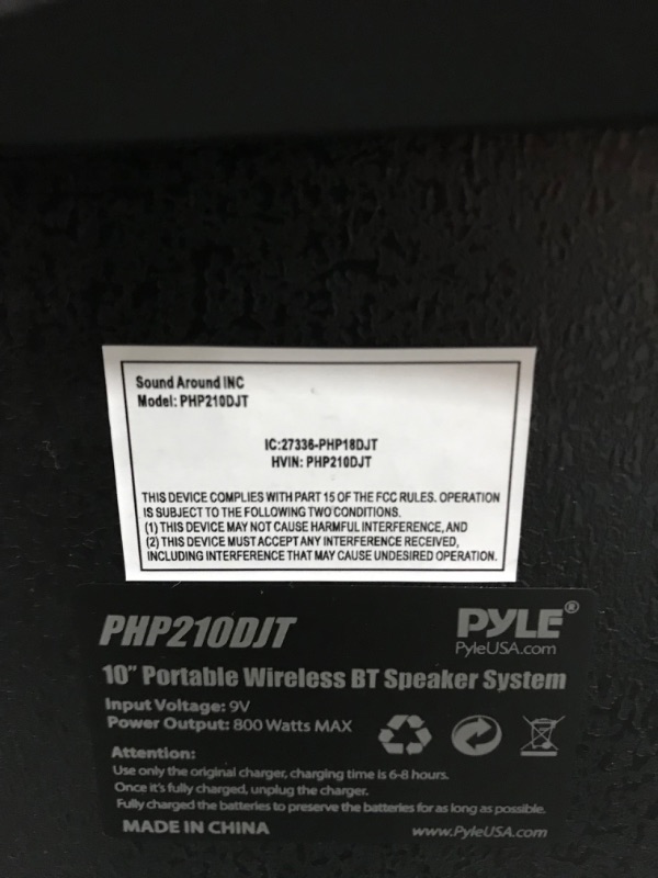 Photo 2 of ***SEE NOTES*** Portable Bluetooth PA Speaker System - 800W 10” Rechargeable Speaker, TWS, Party Light, LED Display, FM/AUX/MP3/USB/SD, Wheels - Wireless Mic, Remote Control, Tablet Holder Included - Pyle PHP210DJT
