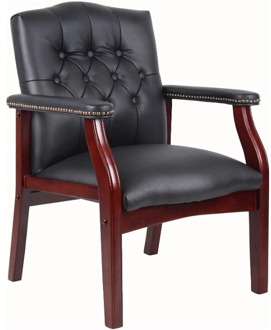 Photo 1 of ***WOOD IS LOOSE *****
Boss Office Products Ivy League Executive Guest Chair in Black 