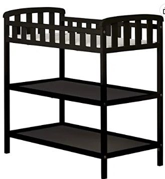 Photo 1 of Dream On Me Emily Changing Table In Black, Comes With 1" Changing Pad, Features Two Shelves, Portable Changing Station, Made Of Sustainable New Zealand Pinewood
