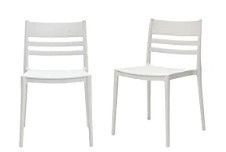 Photo 1 of ***ONE CHAIR IS BROKEN , ONE IS COMPLETE***
Amazon Basics White, Armless Slot-Back Dining Chair-Set of 2.