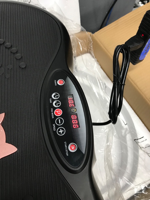 Photo 1 of RAVS Vibration Plate Exercise Machine Whole Body Workout Machine Vibration Fitness Platform Machine Home Training Equipment with Resistance Bands, Remote Control and Max Load 330lbs black