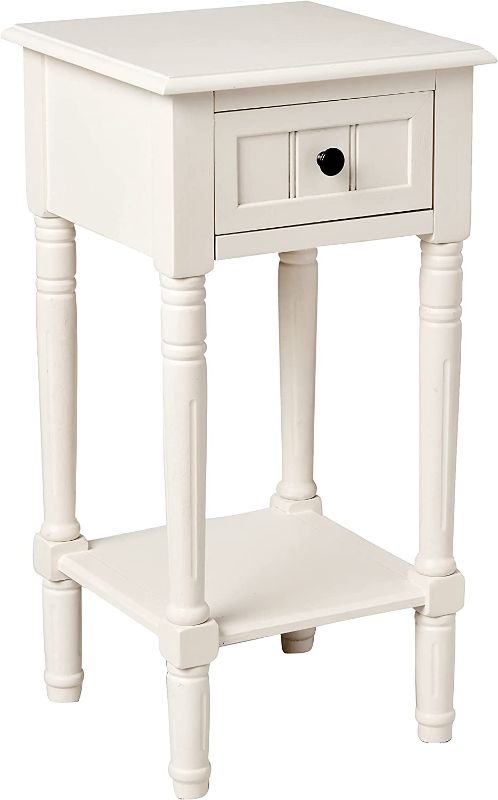 Photo 1 of 
Décor Therapy, Antique White Simplify Accent Table with Drawer, 17.05 in x 13.23 in x 17.05
Color:Antique White