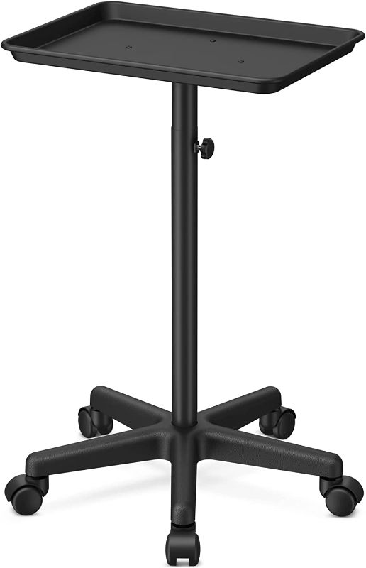 Photo 1 of Salon Tray Premium Aluminum Salon Trolley Tattoo Tray Mayo Tray Instrument Rolling Tray Silver Salon Station Tray with Wheels for Barber Salon SPA Tattoo Clinic