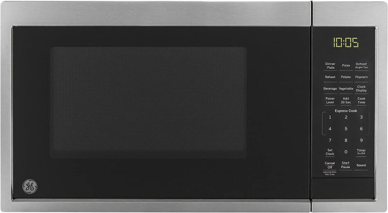 Photo 1 of GE Countertop Microwave Oven | 0.9 Cubic Feet Capacity, 900 Watts | Kitchen Essentials for the Countertop or Dorm Room | Stainless Steel
