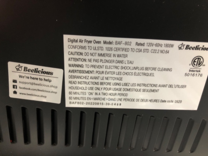 Photo 3 of **Missing 6 Accessories** Beelicious 32QT Extra Large Air Fryer, 19-In-1 Air Fryer Toaster Oven Combo with Rotisserie and Dehydrator, Digital Convection Oven Countertop Airfryer Fit 13" Pizza, 6 Accessories, 1800w, Black
