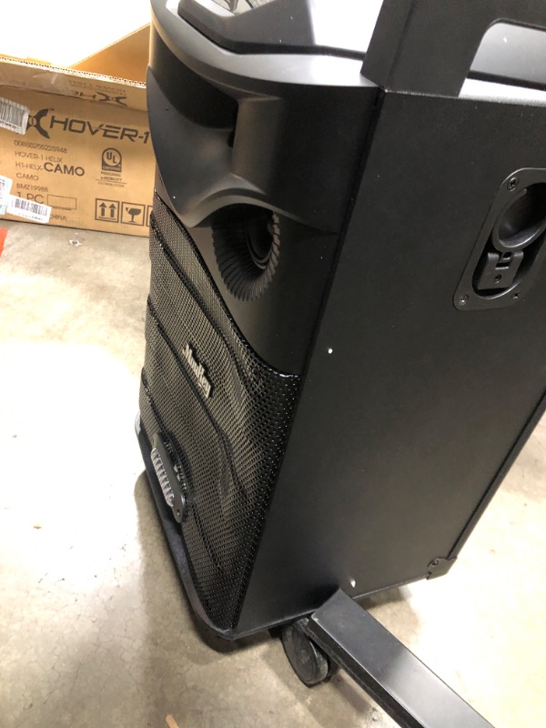 Photo 3 of *Minor Damage-Sound Screen bent in-See Photos* Moukey Karaoke Machine, PA System Subwoofer, Portable Bluetooth Speaker w/ 2 Wireless Microphones, Lyrics Display Holder, Party Lights & Echo/Treble/Bass Adjustment, Support TWS/REC/AUX/MP3/USB/TF/FM 10" Subw