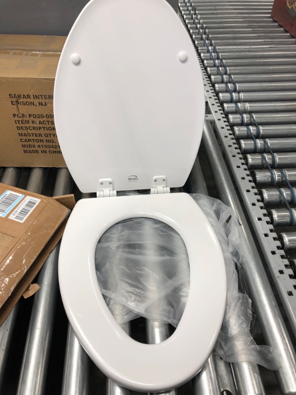 Photo 3 of Bemis 1500EC 390 Toilet Seat with Easy Clean & Change Hinges, Elongated, Durable Enameled Wood, Cotton White Cotton White 1 Pack Elongated Toilet Seat