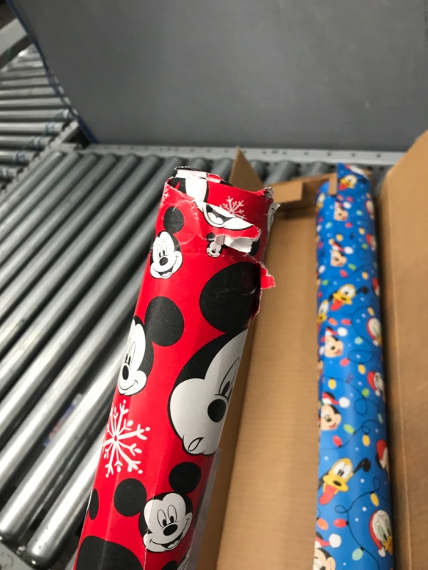 Photo 3 of American Greetings Disney Christmas Wrapping Paper with Cut Lines Bundle, Mickey Mouse (3 Rolls, 105 sq. ft.)