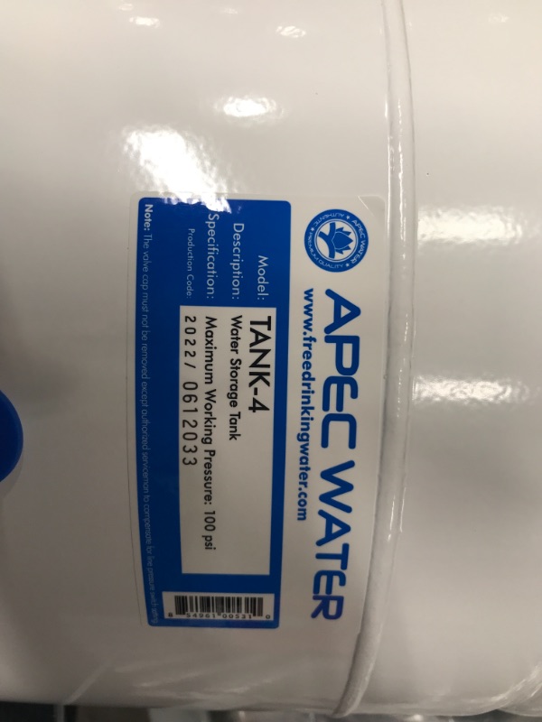 Photo 3 of APEC Water Systems TANK-4 4 Gallon Residential Pre-Pressurized Reverse Osmosis Water Storage Tank