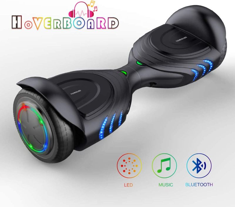 Photo 1 of TOMOLOO UL Certified Hoverboard Electric Two Wheels Self-Balancing Scooter, Build-in Bluetooth Music Speaker & Led Lights Hover Board for Kids and Adult,Black