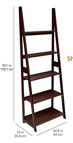 Photo 1 of AmazonBasics Modern 5-Tier Ladder Bookshelf Organizer with Solid Rubber Wood Frame, Espresso
14 x 24.8 x 70" height