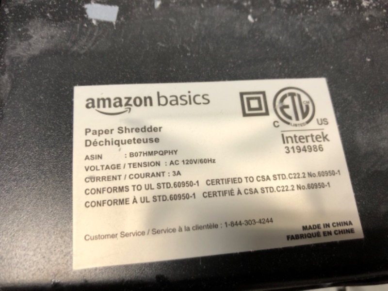 Photo 5 of Amazon Basics 12-Sheet Cross-Cut Paper and Credit Card Home Office Shredder