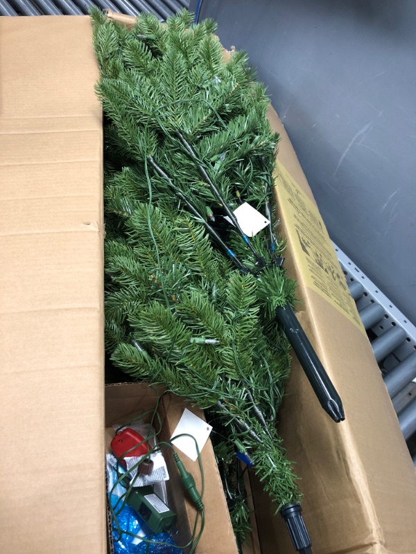 Photo 2 of ***NOT FUNCTIONAL***National Tree Company Pre-Lit 'Feel Real' Artificial Slim Downswept Christmas Tree, Green, Douglas Fir, Dual Color LED Lights, Includes PowerConnect and Stand, 7.5 feet 7.5 ft