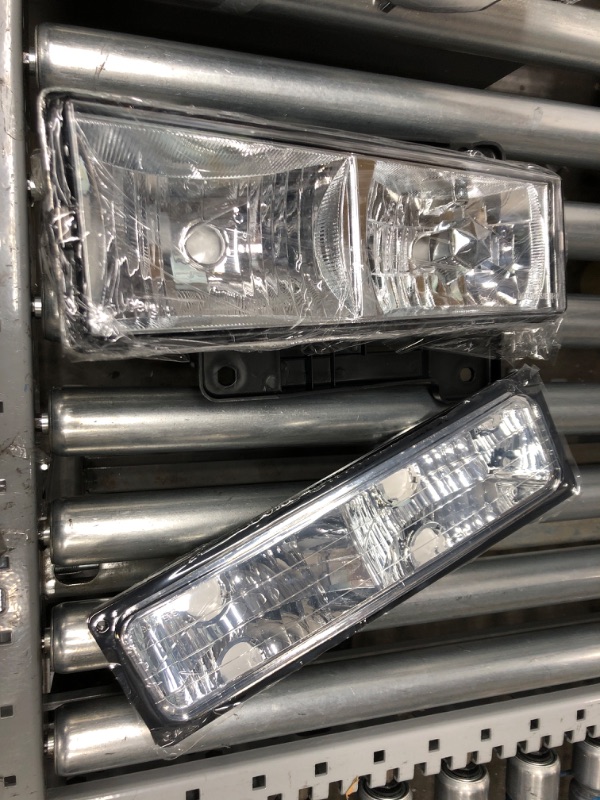 Photo 3 of AUTOSAVER88 Headlight Assembly with Bumper Lights Compatible with 1990-1999 Chevy C/K Suburban Silverado Tahoe Blazer GMC C/K Yukon Pickup Truck Headlamps OE Chrome Housing